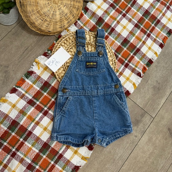 90s Vintage Oshkosh B’Gosh Vestbak Denim Shortall Overalls Made USA - Picture 3 of 13